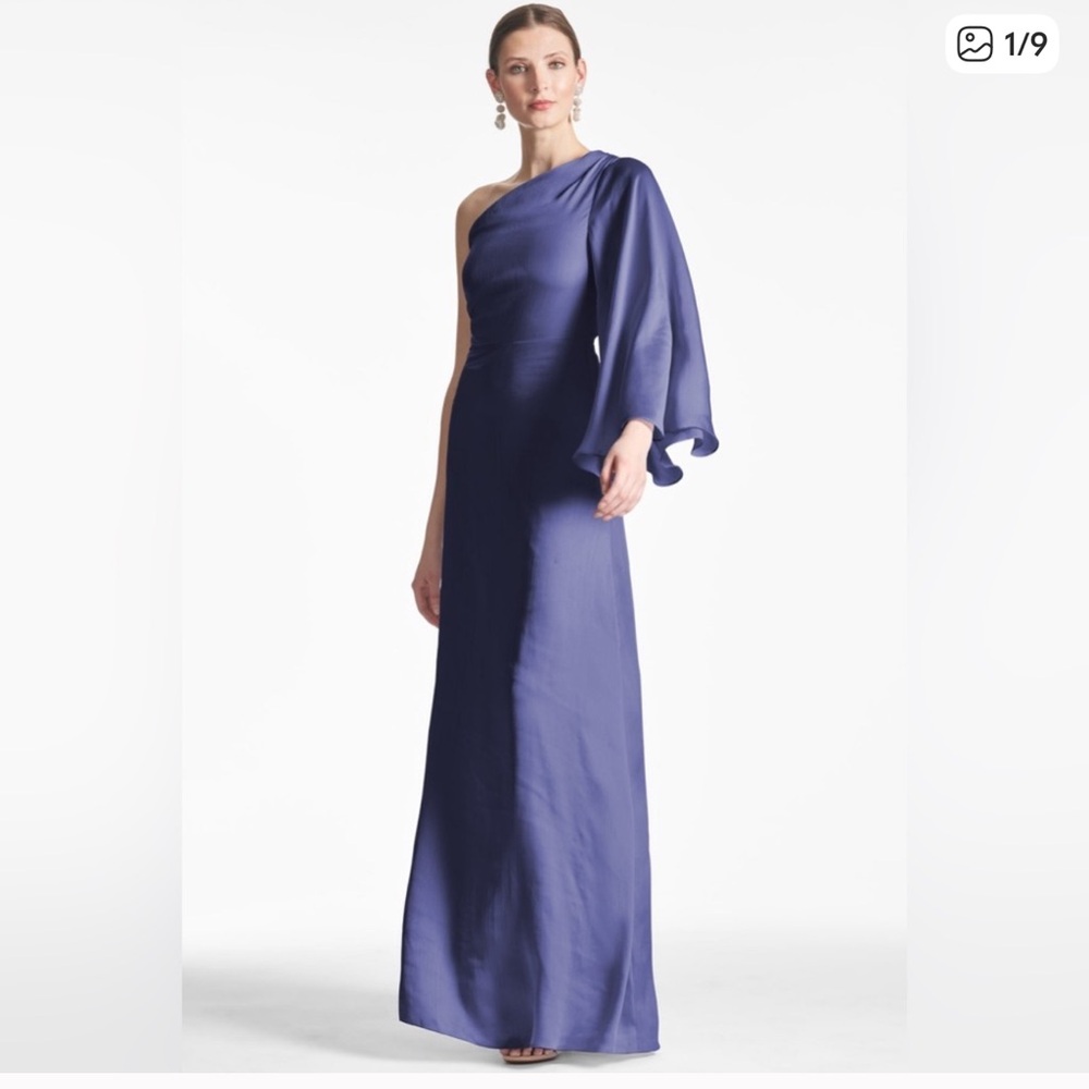 Sachin + Babi | Keely One Shoulder Gown in Deep Cobalt | Sz 14 - Picture 2 of 7